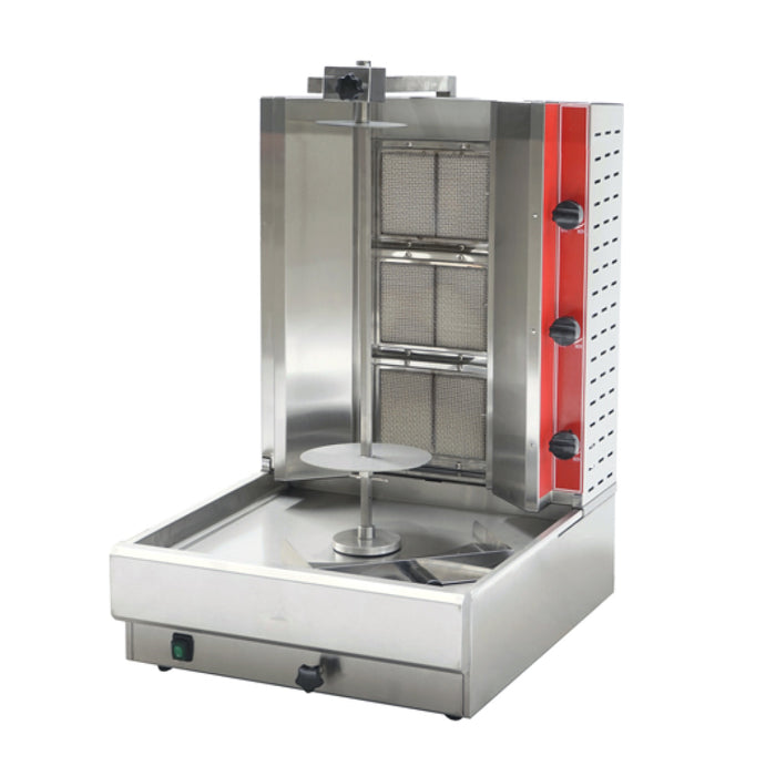 Nella 150 Lb. Natural Gas 3-Burner Vertical Doner Kebab Machine - 28,500 BTU