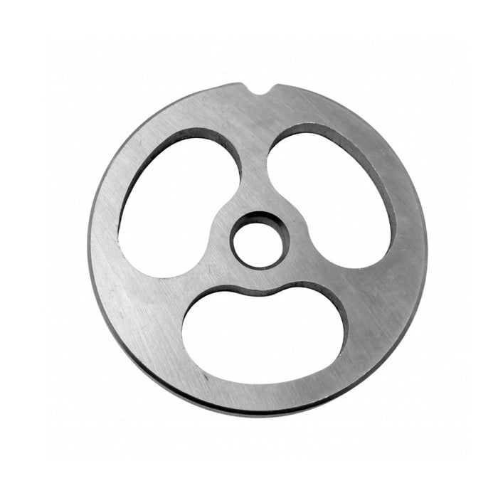 #32 Kidney Stainless Steel Hubless Machine Plate with Single Notch - 3-15/16" Diameter - 47759