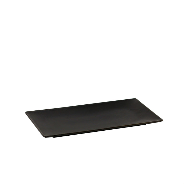 Nella 9" x 5.5" Azia Matte Black Porcelain Rectangular Plate - 48/Case - 50413 BK