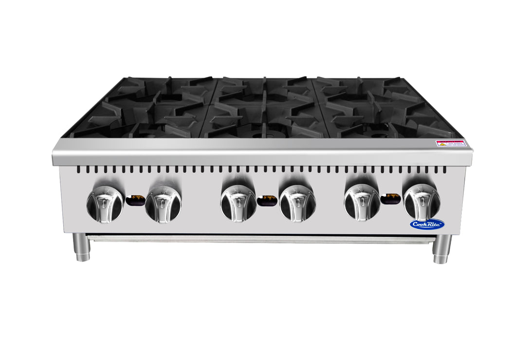 Atosa ACHP-6 36" Natural Gas 6-Burner Heavy Duty Countertop Range - 192,000 BTU