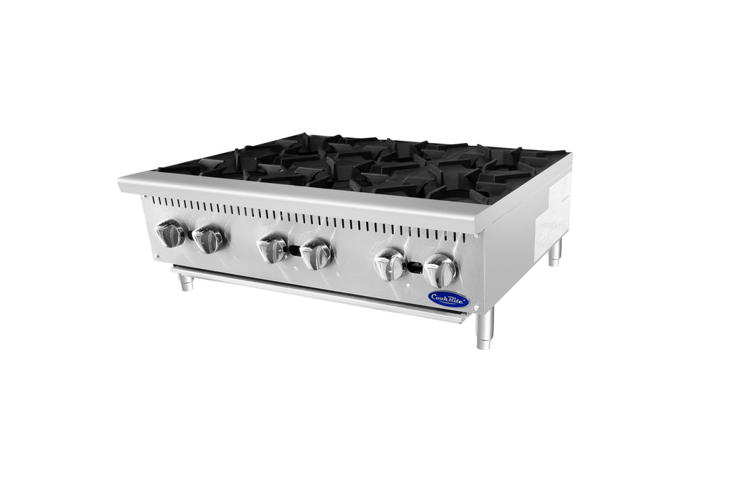 Atosa ACHP-6 36" Natural Gas 6-Burner Heavy Duty Countertop Range - 192,000 BTU