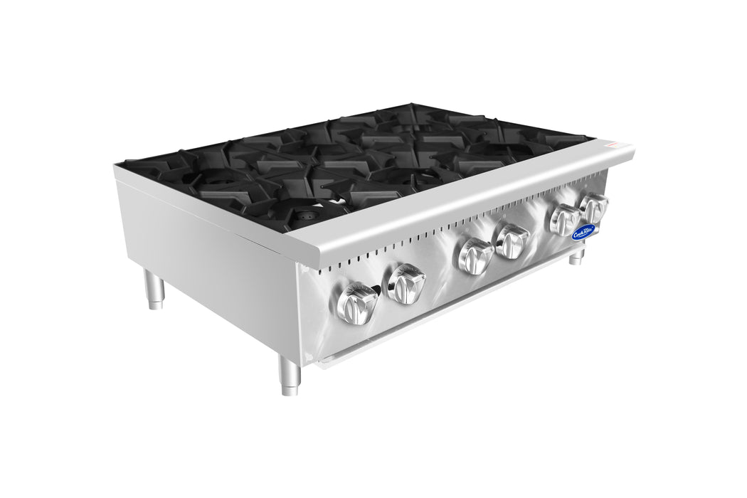 Atosa ACHP-6 36" Natural Gas 6-Burner Heavy Duty Countertop Range - 192,000 BTU