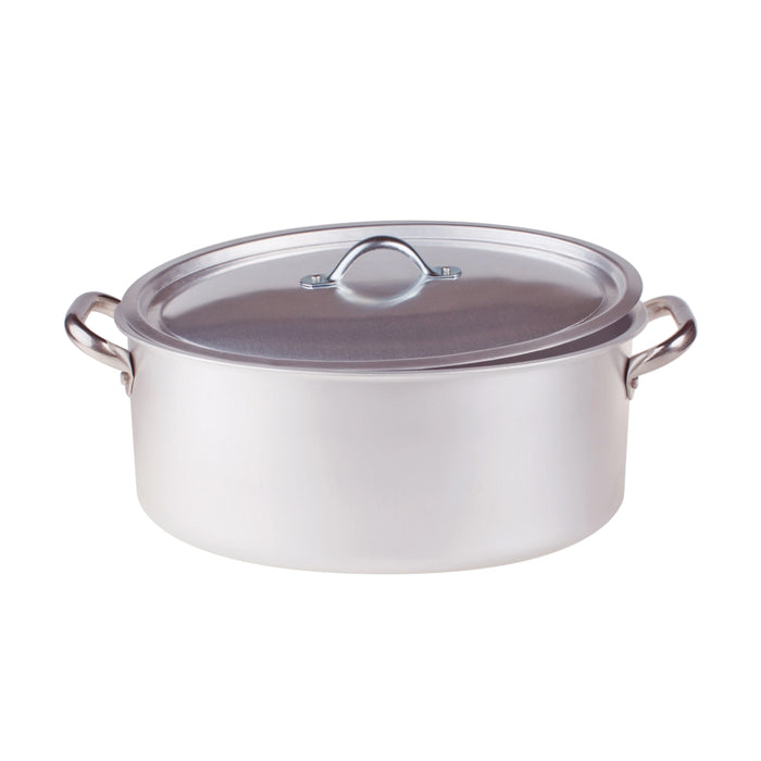 Pentole Agnelli ALMA12630 11.8" x 7.5" Aluminum Oval Casserole With Lid