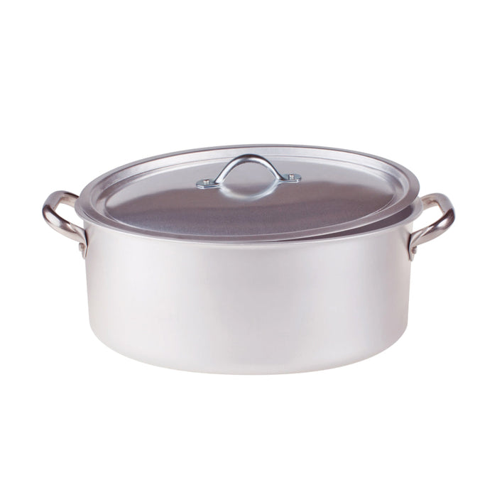 Pentole Agnelli ALMA12632 12.6" x 8.6" Aluminum Oval Casserole With Lid