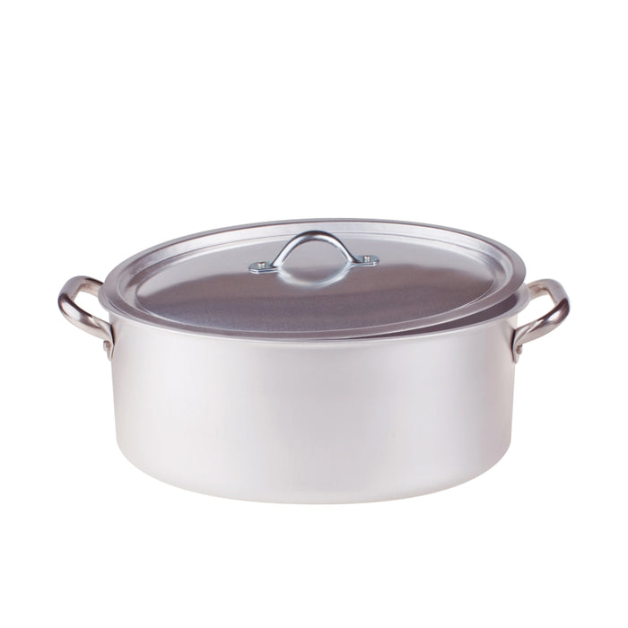 Pentole Agnelli ALMA12634 13" x 9" Aluminum Oval Casserole With Lid