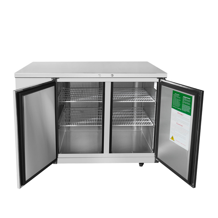 Atosa SBB69GRAUS1 69" Solid 2-Door Shallow Depth Back Bar Cooler - 18.6 Cu. Ft.