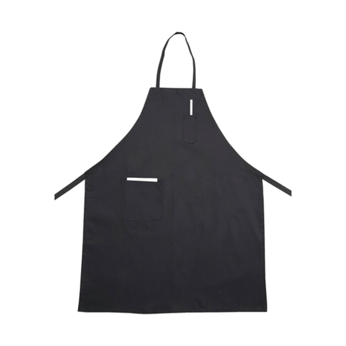 Winco BA-PBK 33" x 26" Black Full-Length Bib Apron with Pockets