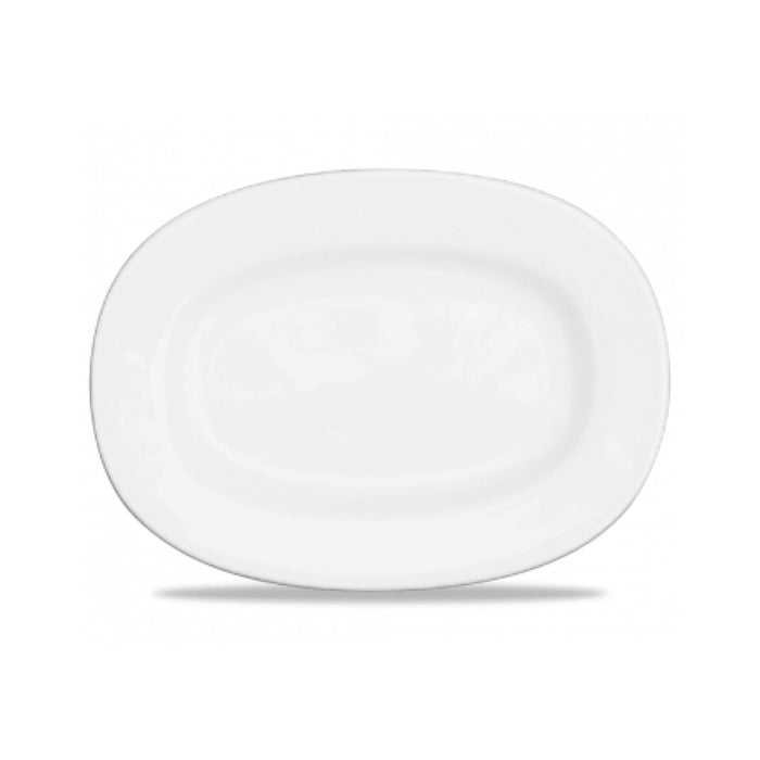 Churchill 13" Alchemy White Rimmed Oval Dish - 6/Case - APR AO131