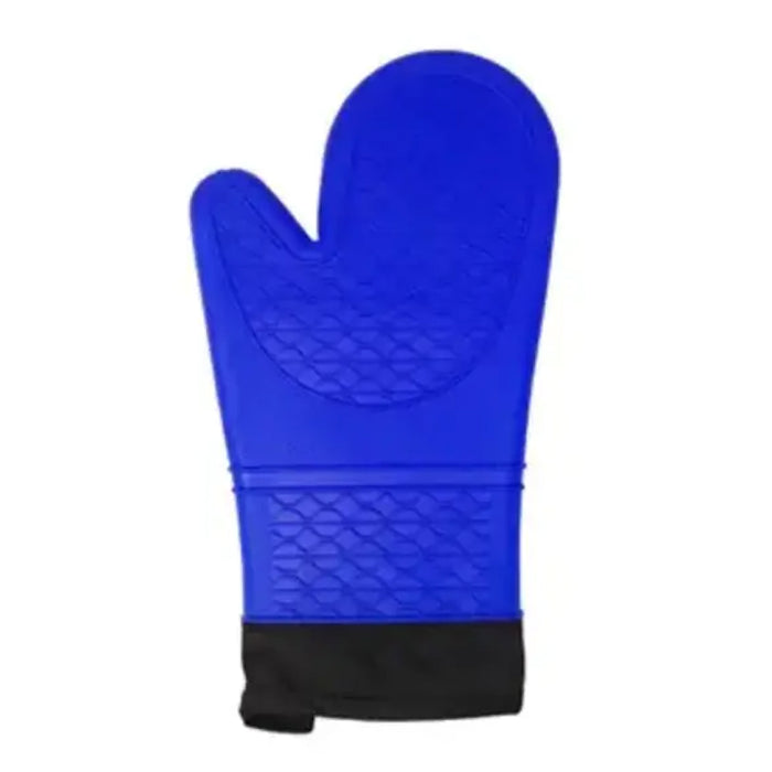 Cool Touch 15" Dark Blue Silicone & Cotton Oven Mitt - CT-SF-DB15