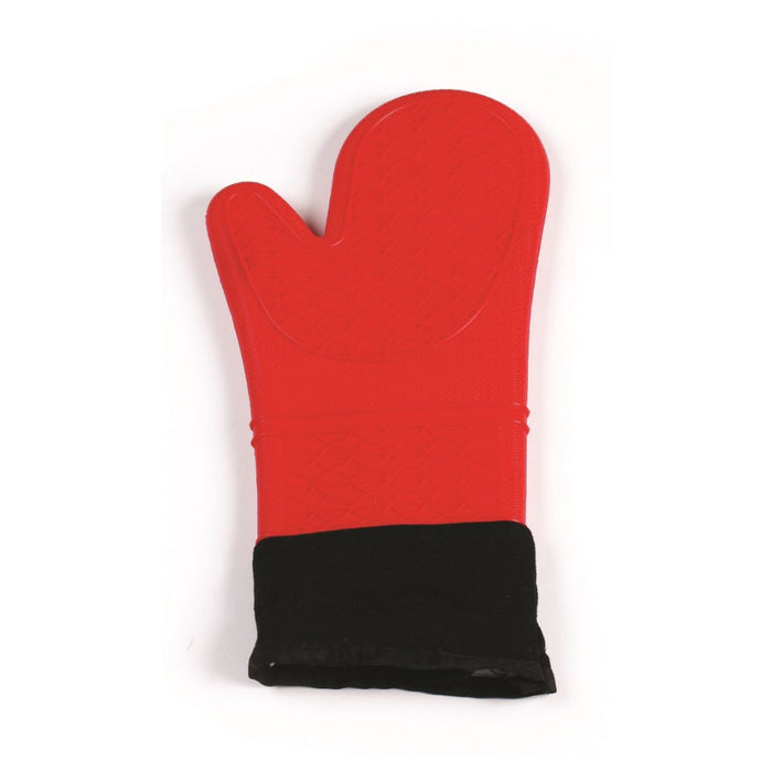 Cool Touch 15" Red Silicone & Cotton Oven Mitt - CT-SF-R15