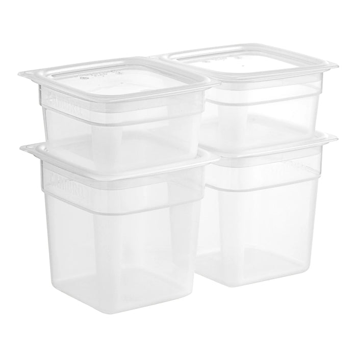 Cambro FPMINI8190 CamSquares® FreshPro Translucent Square Polypropylene Mini Food Storage Containers and Lid Set - 8 Pieces