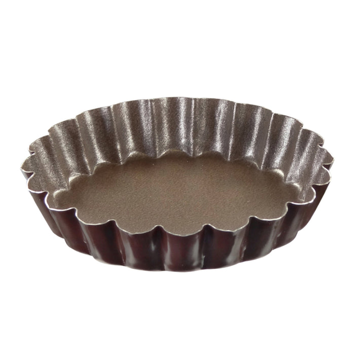 Gobel 3.1 " Round Fluted Tartlet Non-Stick Fixed Bottom Ring Mold - 293550