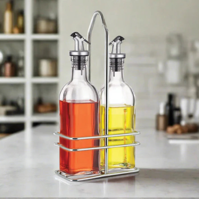 Cuisinox CRU-175 6 Oz. Oil & Vinegar Cruet Set with Caddy