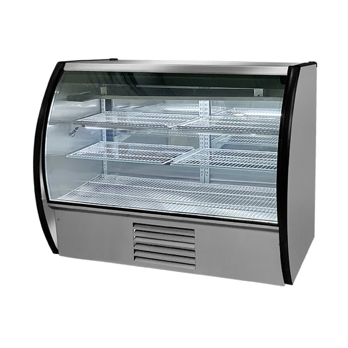 Fogel MIRAGE-6-DC 71" Stainless Steel Curved Glass Refrigerated Display Case - 24 Cu.Ft.