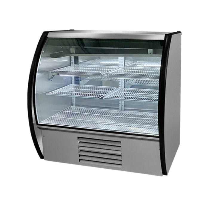 Fogel MIRAGE-4-DC 48" Stainless Steel Curved Glass Refrigerated Display Case - 19 Cu.Ft.