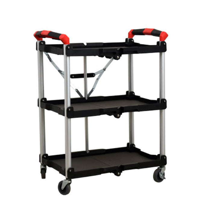 Nella 17" x 23.6" Small Black Folding Utility Cart With 3 Shelves - 47108