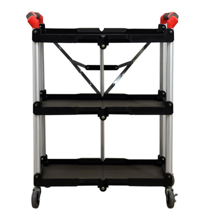 Nella 17" x 23.6" Small Black Folding Utility Cart With 3 Shelves - 47108