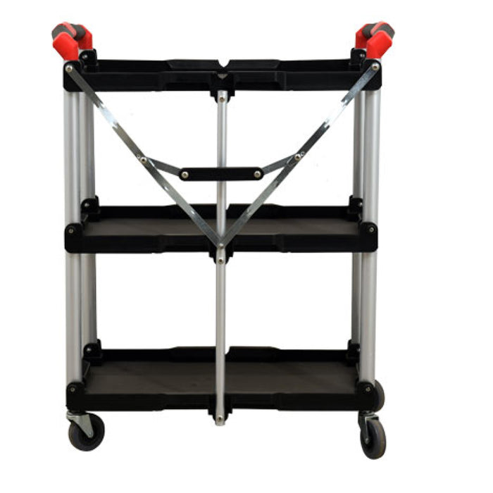 Nella 17" x 23.6" Small Black Folding Utility Cart With 3 Shelves - 47108