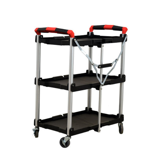 Nella 17" x 23.6" Small Black Folding Utility Cart With 3 Shelves - 47108