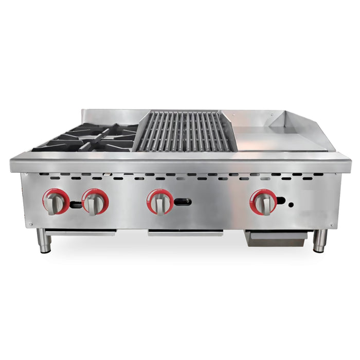 Nella 36" Countertop Natural Gas Hot Plate, Charbroiler and Griddle - 48086