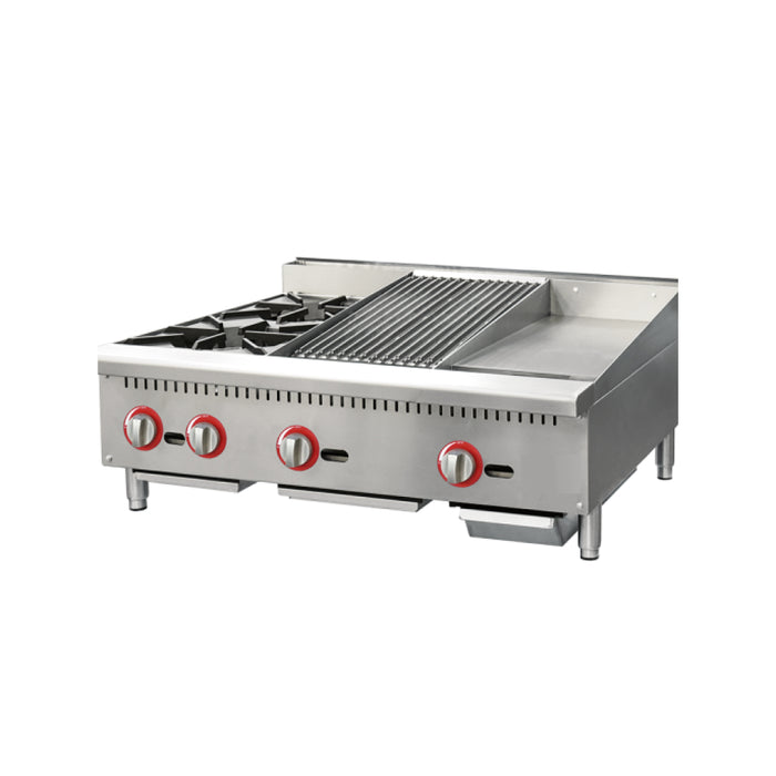 Nella 36" Countertop Natural Gas Hot Plate, Charbroiler and Griddle - 48086