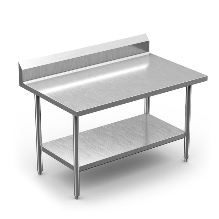 Winholt 30" x 36" All Welded Stainless Steel Knock-Down Table with Backsplash and Undershelf - DTSBB-3036-HKD