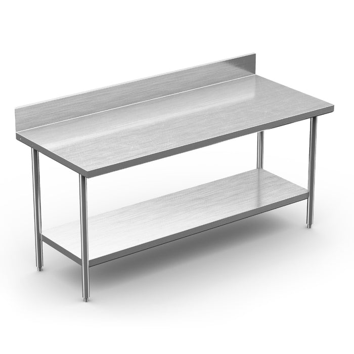 Winholt 30" x 72" All Welded Stainless Steel Knock-Down Table with Backsplash and Undershelf - DTSBB-3072-HKD