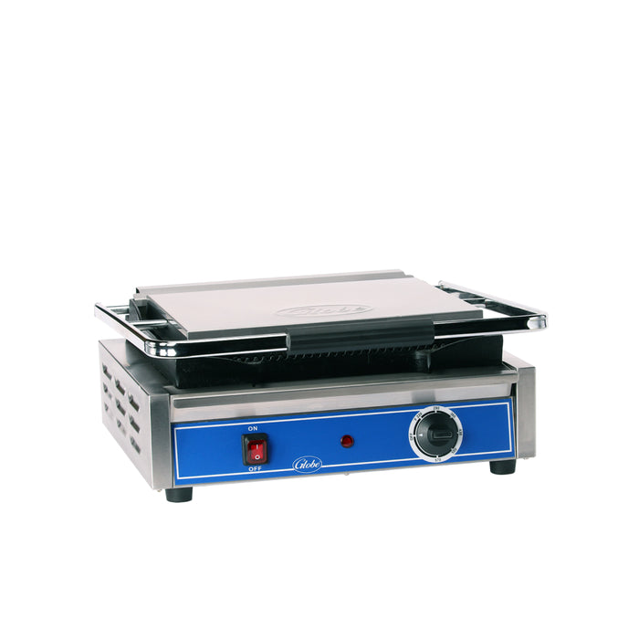 Globe 14" x 10" Electric Single Panini Grill with Grooved Plates - GPG1410-C