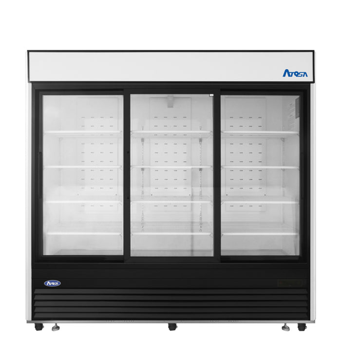 Atosa MCF8729GR 87" Bottom Mount 3 Glass Door Refrigerated Merchandiser - 64.4 Cu.Ft.