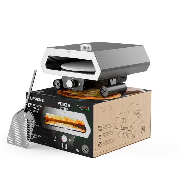 Turpone Forza 17" Rotating Pizza Oven Bundle with Forza Table, Forza Cover Bag & Pizza Peel