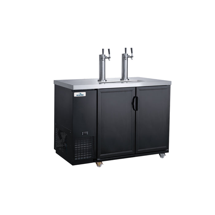 Glacier GDD-61 61" Two Solid Black Door Beer Dispenser with 4 Taps