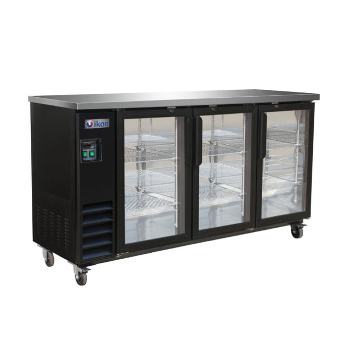 Ikon IBB73-3G-24 73" Glass 3-Door Back Bar Cooler