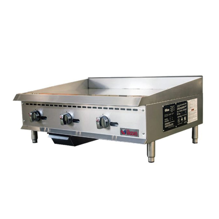 Ikon IMG-36 36" 3-Burner Natural Gas Countertop Griddle With Manual Control - 90,000 BTU