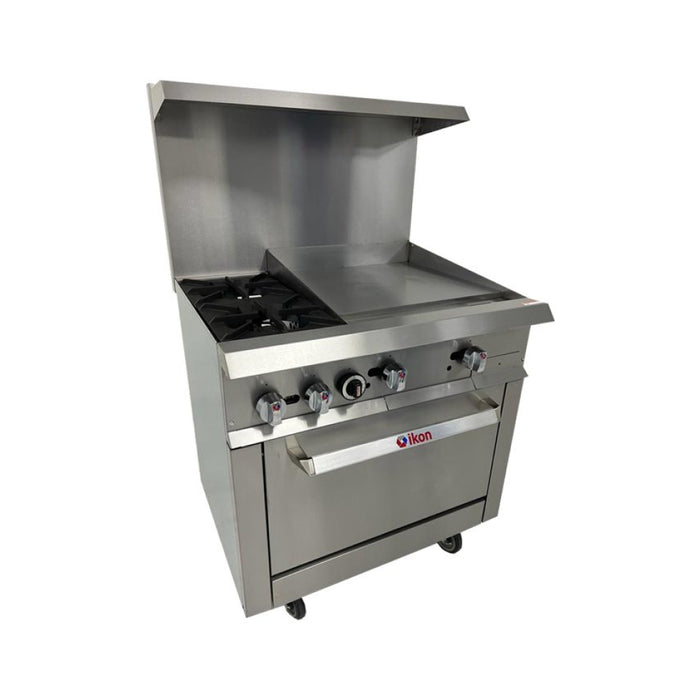 Ikon IR-2B-24MG-36 36" Natural Gas 2-Burner Range With 24" Griddle In Manual Control - 153,000 BTU