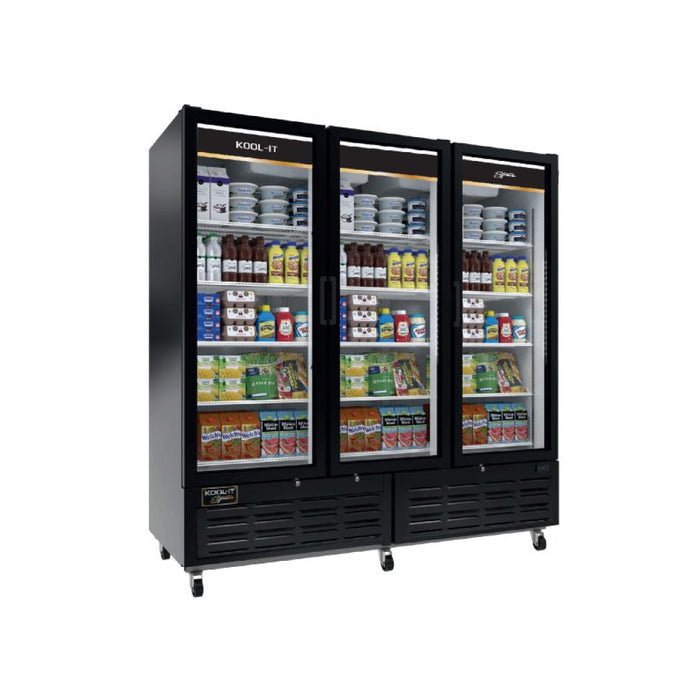 Kool-It LX-74RB 79" Triple Glass Door Merchandiser Refrigerator - 66.3 Cu. Ft.