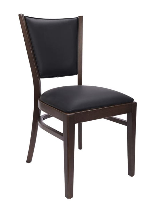 Nella Lisbon Black Vinyl with Dark Walnut Wood Restaurant Chair