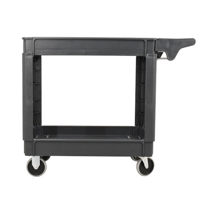 Nella 46" x 26" Dark Grey Two Lipped Shelf Utility Cart with Extended Handle - 47153