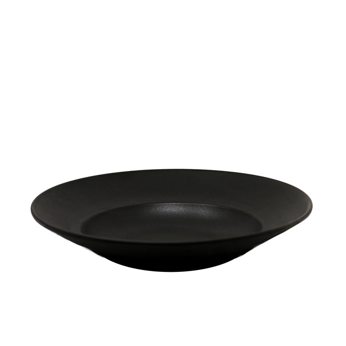 Nella 12" Deep Round Matte Black Porcelain Pasta Plate - 6/Case - PB01 BK