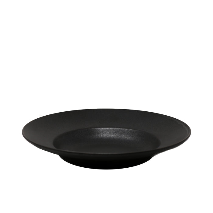 Nella 10.4" Deep Round Matte Black Porcelain Pasta Plate - 6/Case - PB02 BK