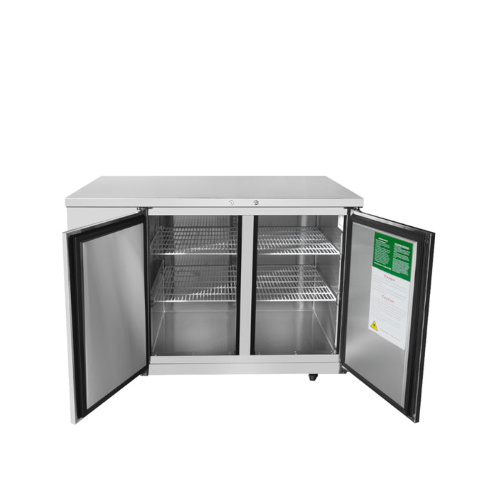 Atosa SBB59 59" Solid 2-Door Shallow Depth Back Bar Cooler - 15 Cu. Ft.