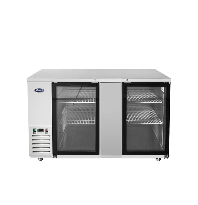 Atosa SBB69GGRAUS1 69" Glass 2-Door Shallow Depth Back Bar Cooler - 18.6 Cu. Ft.