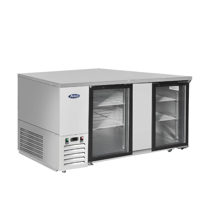 Atosa SBB69GGRAUS1 69" Glass 2-Door Shallow Depth Back Bar Cooler - 18.6 Cu. Ft.