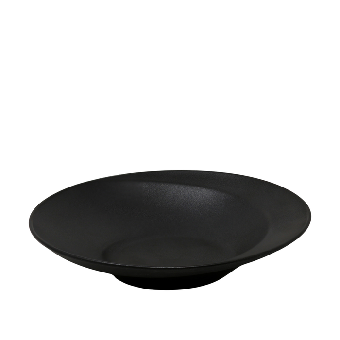 Nella 11.75" Round Matte Black Porcelain Spiral Pasta Plate - 9/Case - SP1 BK