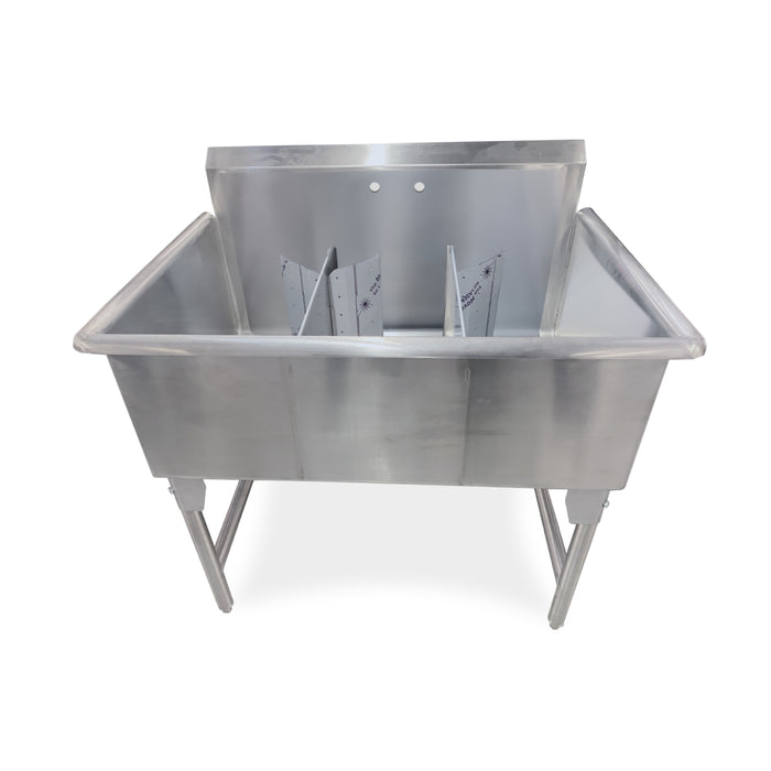 Nella 48” Heavy-Duty S/S Three Compartment Sink - 16" x 24" x 13.5" Bowl - T2448