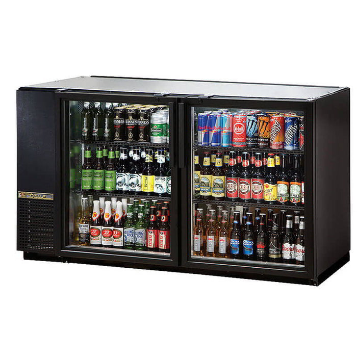 TRUE TBB-24GAL-60G-LD 24" GLASS DOOR BLACK BACK BAR REFRIGERATOR WITH GALVANIZED TOP