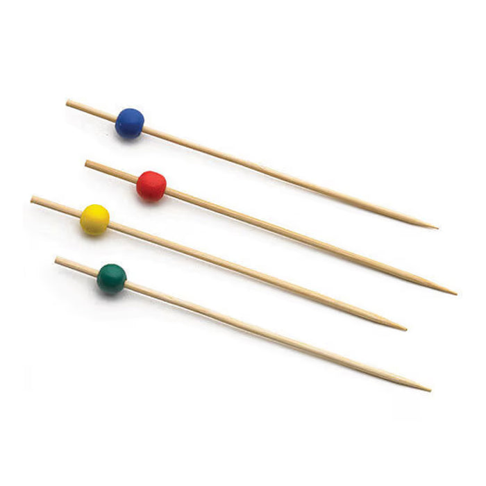 Tablecraft BAMBA35 3.5" Bamboo Pick with Assorted Ball - 100/Pack