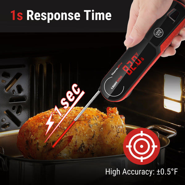 ThermoPro Lightning 1-Second Instant Read Meat Thermometer, Calibratable  Kitchen Food Thermometer with Ambidextrous Display, Waterproof Cooking