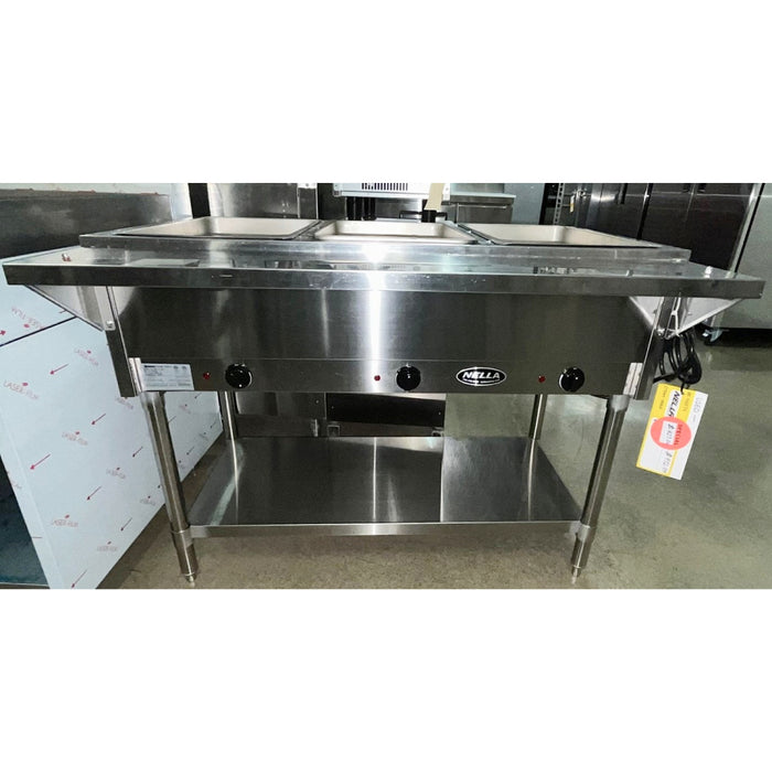 (USED) Nella 46574 44" Electric Open Well Steam Table with Cutting Board and Adjustable Undershelf - 240V