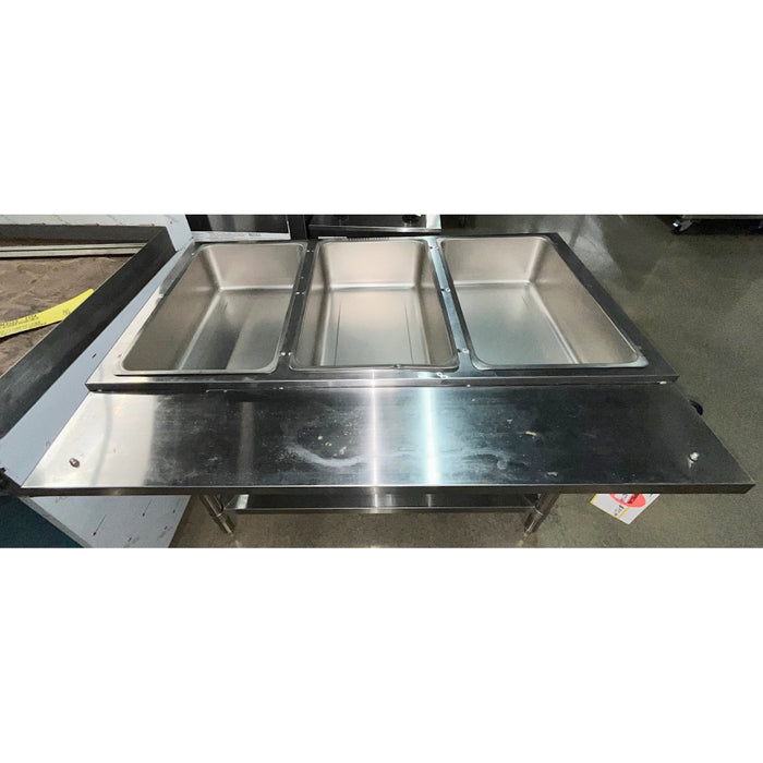 (USED) Nella 46574 44" Electric Open Well Steam Table with Cutting Board and Adjustable Undershelf - 240V