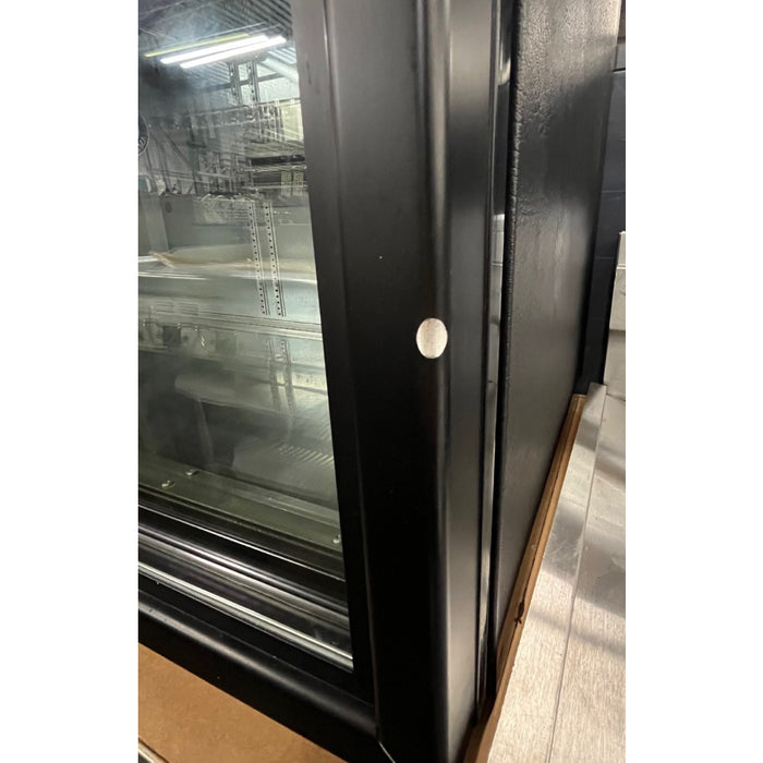 (USED) True TBB-24GAL-60G 60" Glass Door Black Back Bar Refrigerator